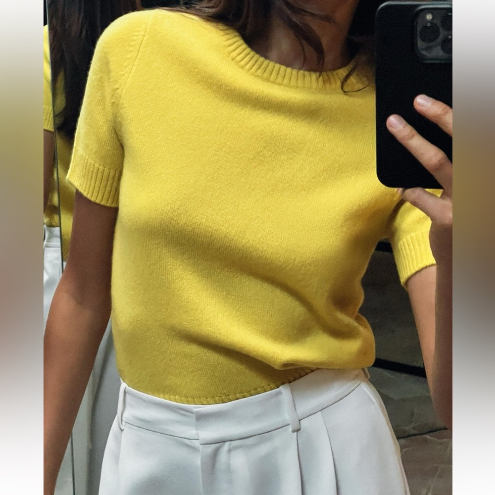 Zara bright yellow knit tee shirt top BNWT